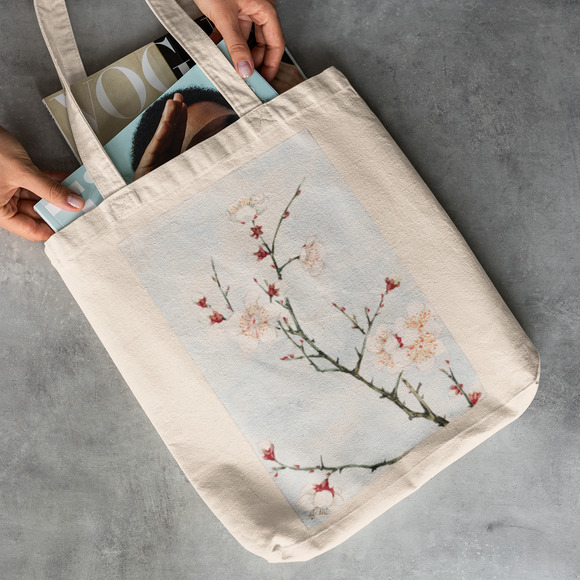 Natural Japanese Blossom Canvas Tote Bag - Picture 2 of 5
